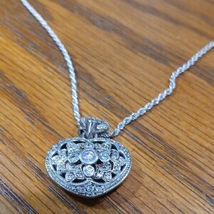 Victoria Weick Simulated Diamond Necklace 18 Inch All Sterling Silver.